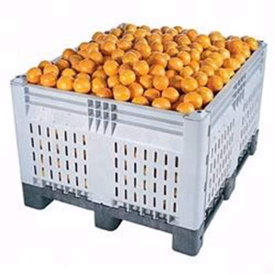 헤비 듀티 대형 HDPE 비 통풍형 단단한 벽으로 둘러싸인 폐쇄형 위생 식품 등급 산업 창고 저장 어업/배터리용 쌓을 수 있는 플라스틱 팔레트 상자